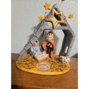 Blue Sky Clayworks 2009  Christmas Nativity Tea‎ Light Candle Holder 8" Goldminc